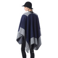 Atacado 2020 mais recente design de moda feminina europeu feminino cobertor poncho Cashmere tamanho longo xale de inverno